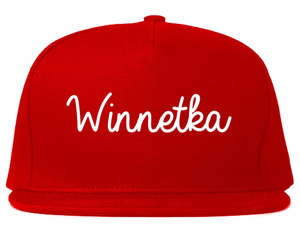 Winnetka Illinois IL Script Mens Snapback Hat Red