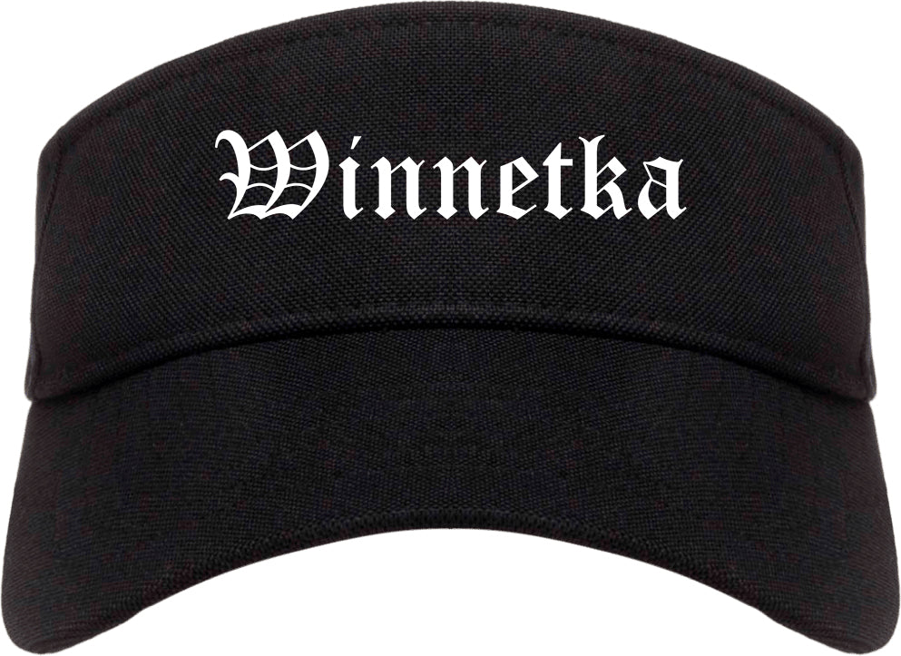Winnetka Illinois IL Old English Mens Visor Cap Hat Black