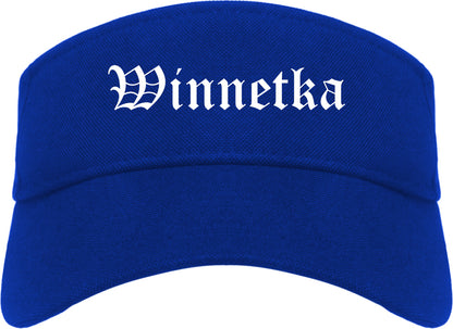 Winnetka Illinois IL Old English Mens Visor Cap Hat Royal Blue