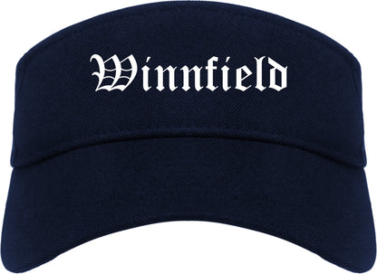 Winnfield Louisiana LA Old English Mens Visor Cap Hat Navy Blue