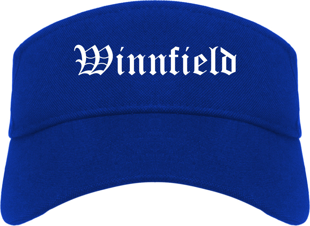 Winnfield Louisiana LA Old English Mens Visor Cap Hat Royal Blue