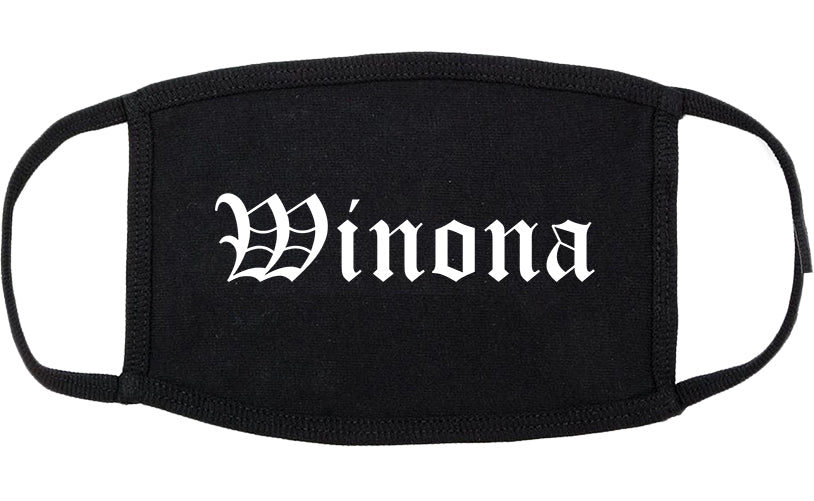 Winona Minnesota MN Old English Cotton Face Mask Black