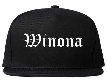 Winona Minnesota MN Old English Mens Snapback Hat Black