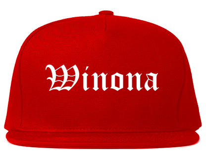 Winona Minnesota MN Old English Mens Snapback Hat Red