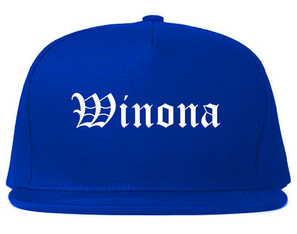 Winona Minnesota MN Old English Mens Snapback Hat Royal Blue