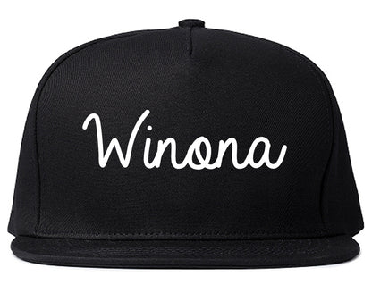 Winona Minnesota MN Script Mens Snapback Hat Black