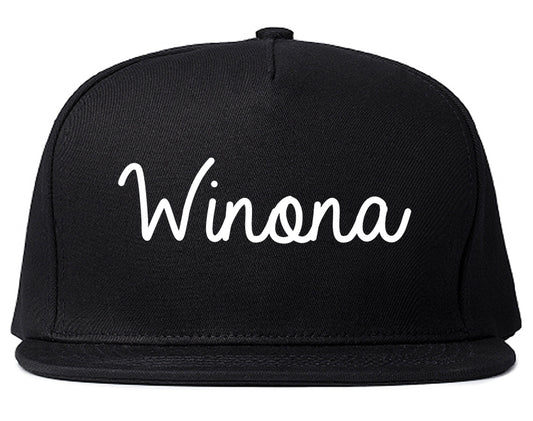 Winona Minnesota MN Script Mens Snapback Hat Black
