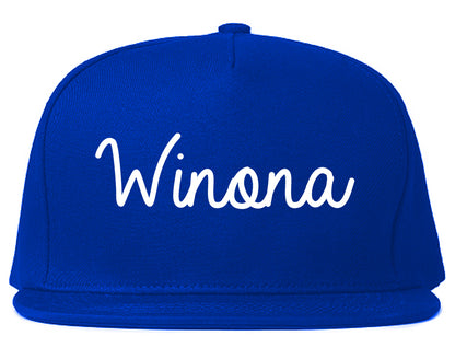 Winona Minnesota MN Script Mens Snapback Hat Royal Blue