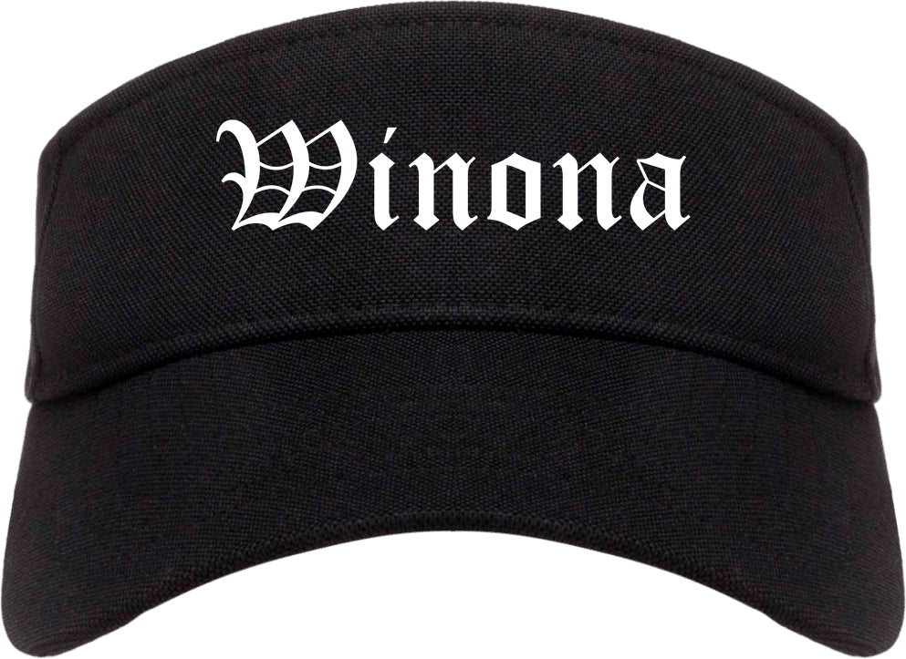 Winona Minnesota MN Old English Mens Visor Cap Hat Black