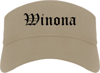 Winona Minnesota MN Old English Mens Visor Cap Hat Khaki