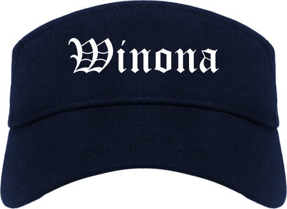 Winona Minnesota MN Old English Mens Visor Cap Hat Navy Blue