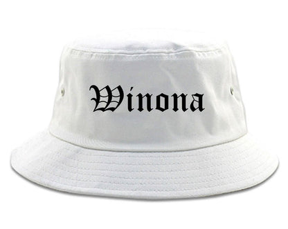 Winona Minnesota MN Old English Mens Bucket Hat White