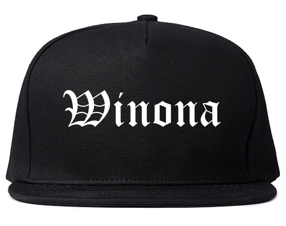 Winona Mississippi MS Old English Mens Snapback Hat Black