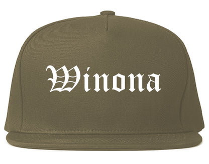 Winona Mississippi MS Old English Mens Snapback Hat Grey