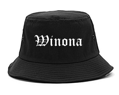 Winona Mississippi MS Old English Mens Bucket Hat Black