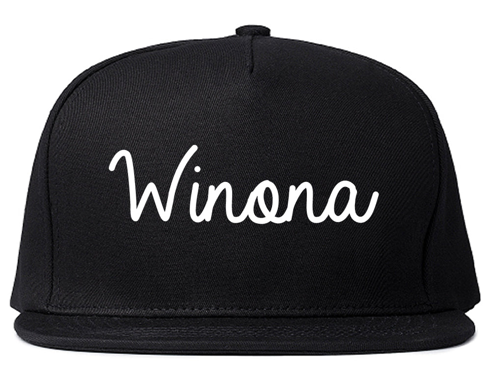 Winona Mississippi MS Script Mens Snapback Hat Black