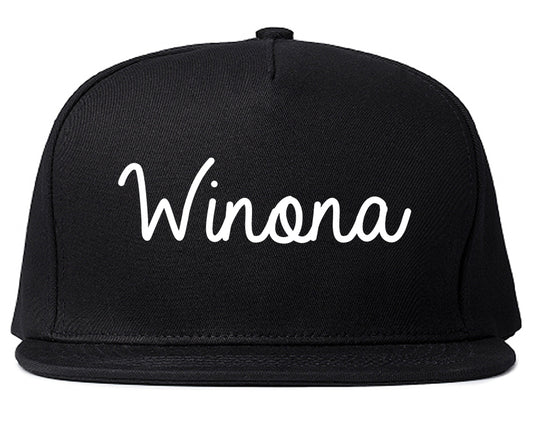 Winona Mississippi MS Script Mens Snapback Hat Black