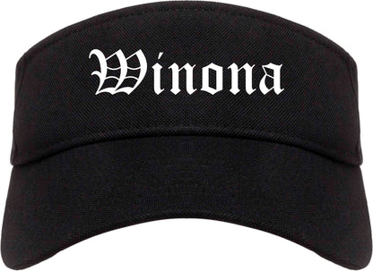 Winona Mississippi MS Old English Mens Visor Cap Hat Black