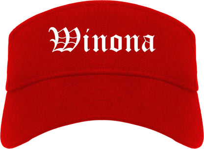 Winona Mississippi MS Old English Mens Visor Cap Hat Red