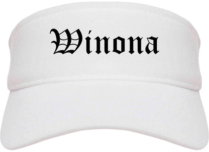 Winona Mississippi MS Old English Mens Visor Cap Hat White