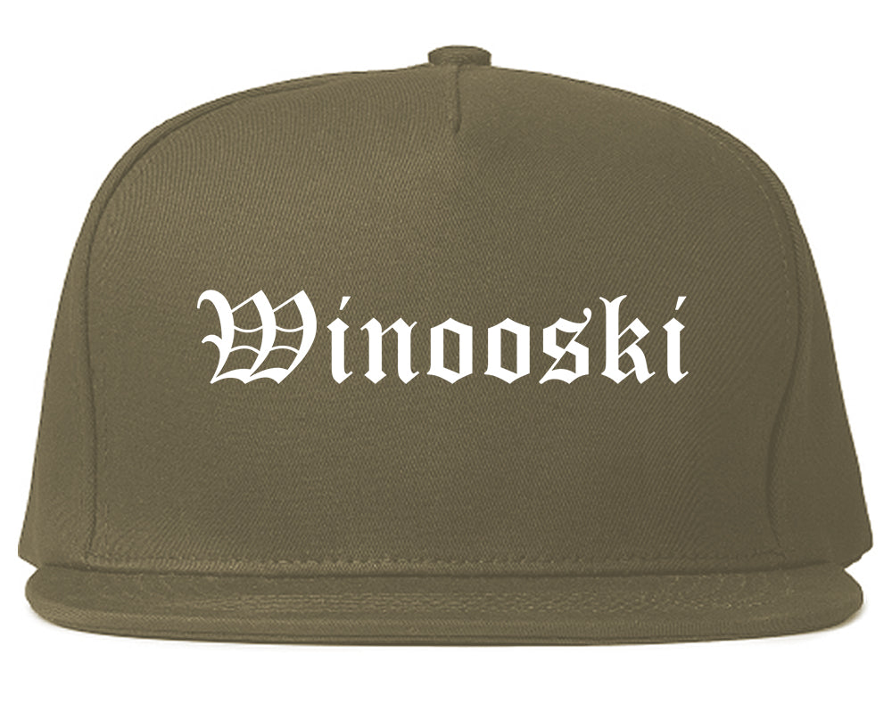 Winooski Vermont VT Old English Mens Snapback Hat Grey