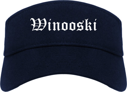 Winooski Vermont VT Old English Mens Visor Cap Hat Navy Blue