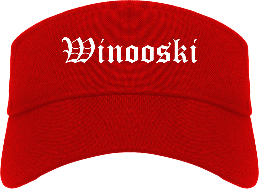 Winooski Vermont VT Old English Mens Visor Cap Hat Red