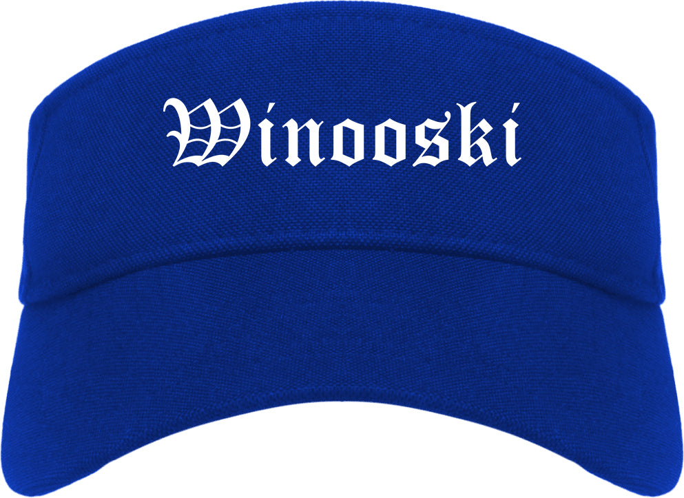 Winooski Vermont VT Old English Mens Visor Cap Hat Royal Blue