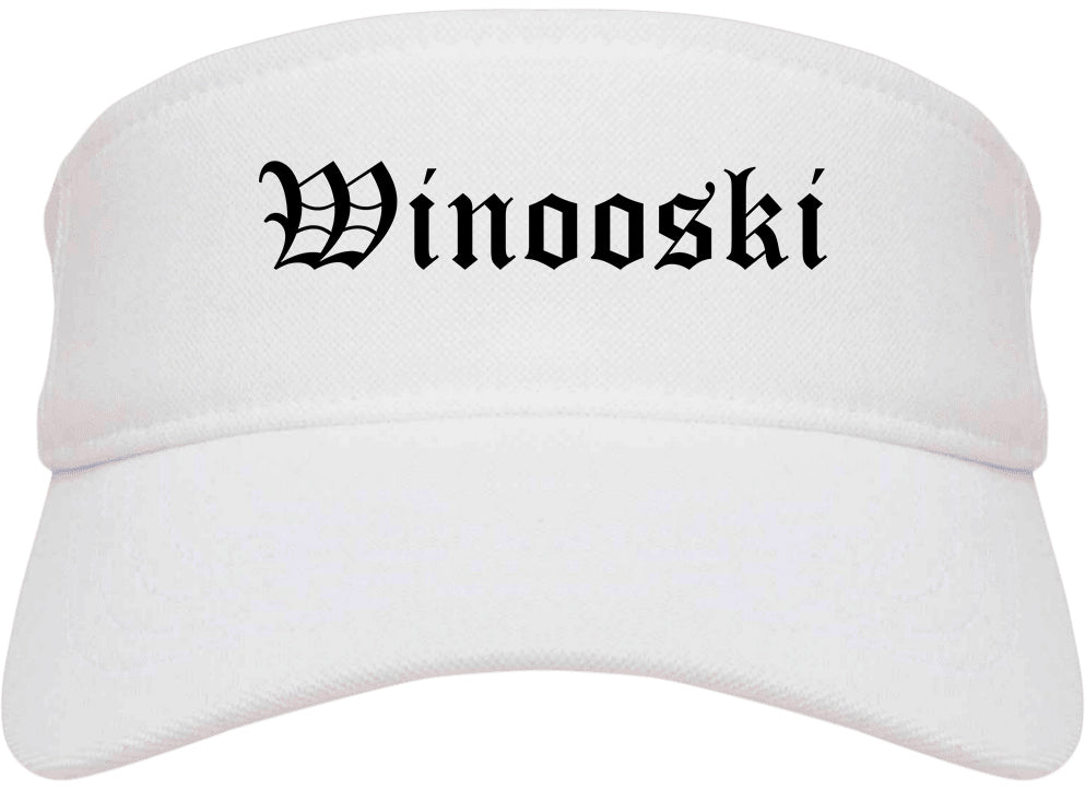 Winooski Vermont VT Old English Mens Visor Cap Hat White