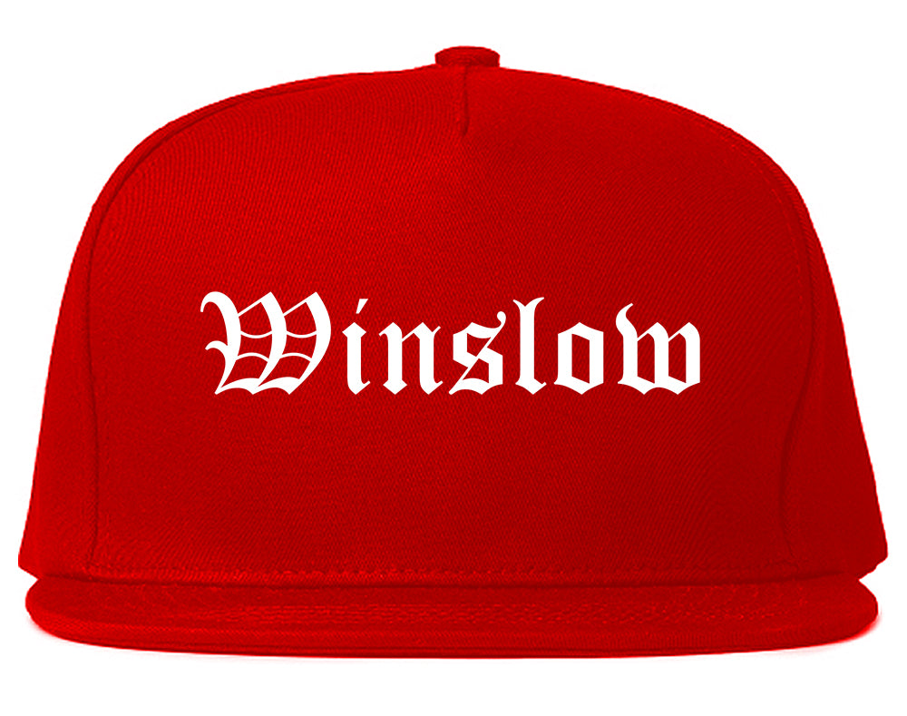 Winslow Arizona AZ Old English Mens Snapback Hat Red