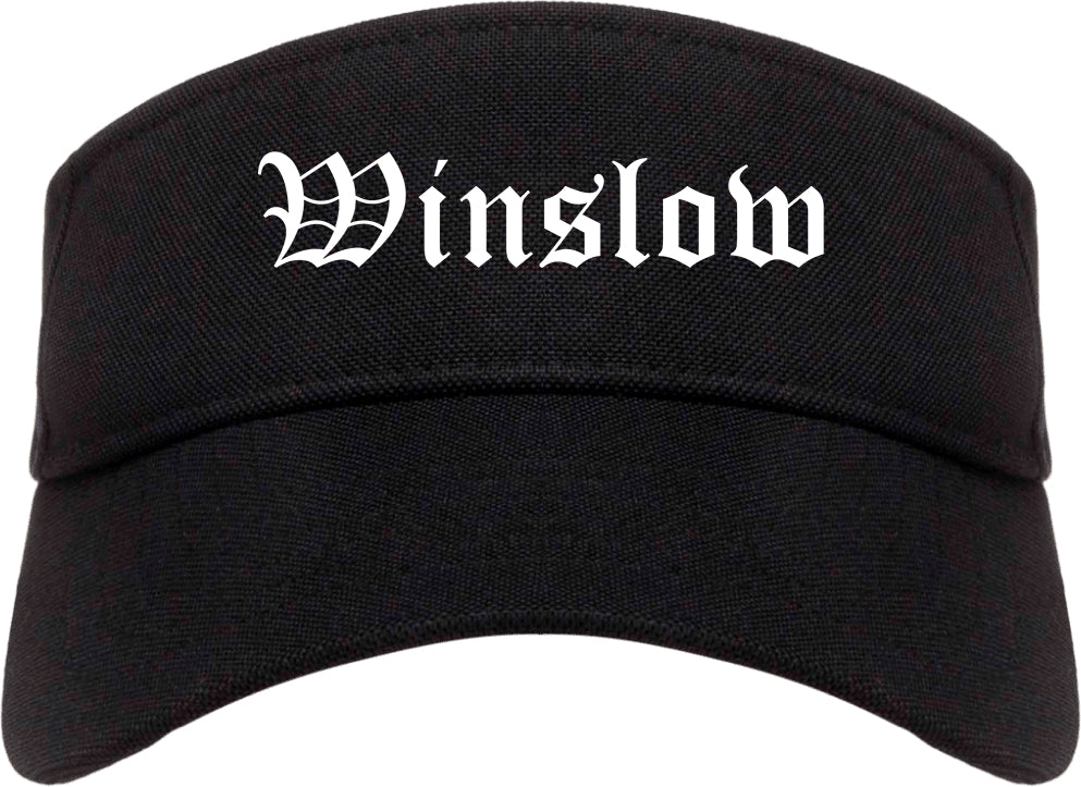 Winslow Arizona AZ Old English Mens Visor Cap Hat Black