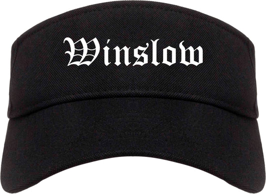 Winslow Arizona AZ Old English Mens Visor Cap Hat Black