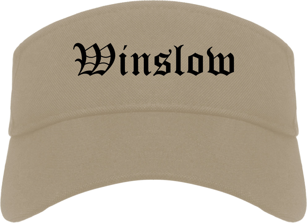 Winslow Arizona AZ Old English Mens Visor Cap Hat Khaki