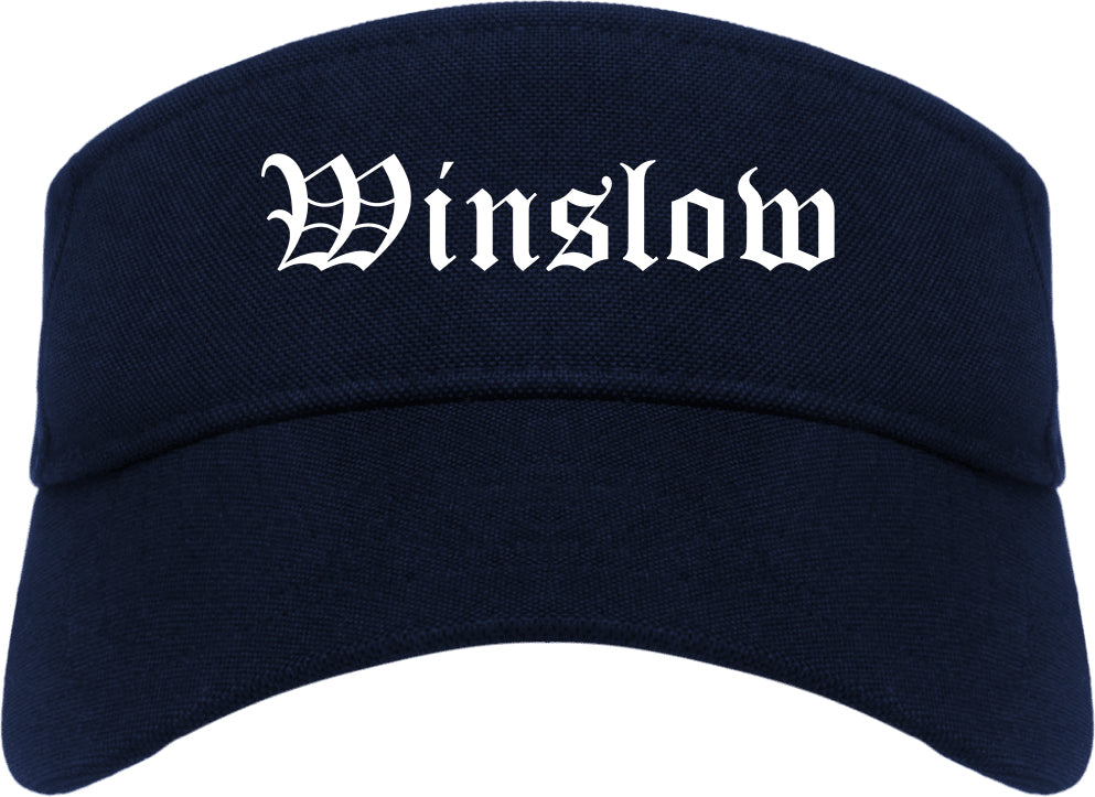 Winslow Arizona AZ Old English Mens Visor Cap Hat Navy Blue