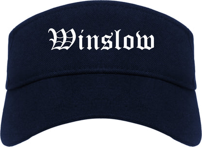 Winslow Arizona AZ Old English Mens Visor Cap Hat Navy Blue