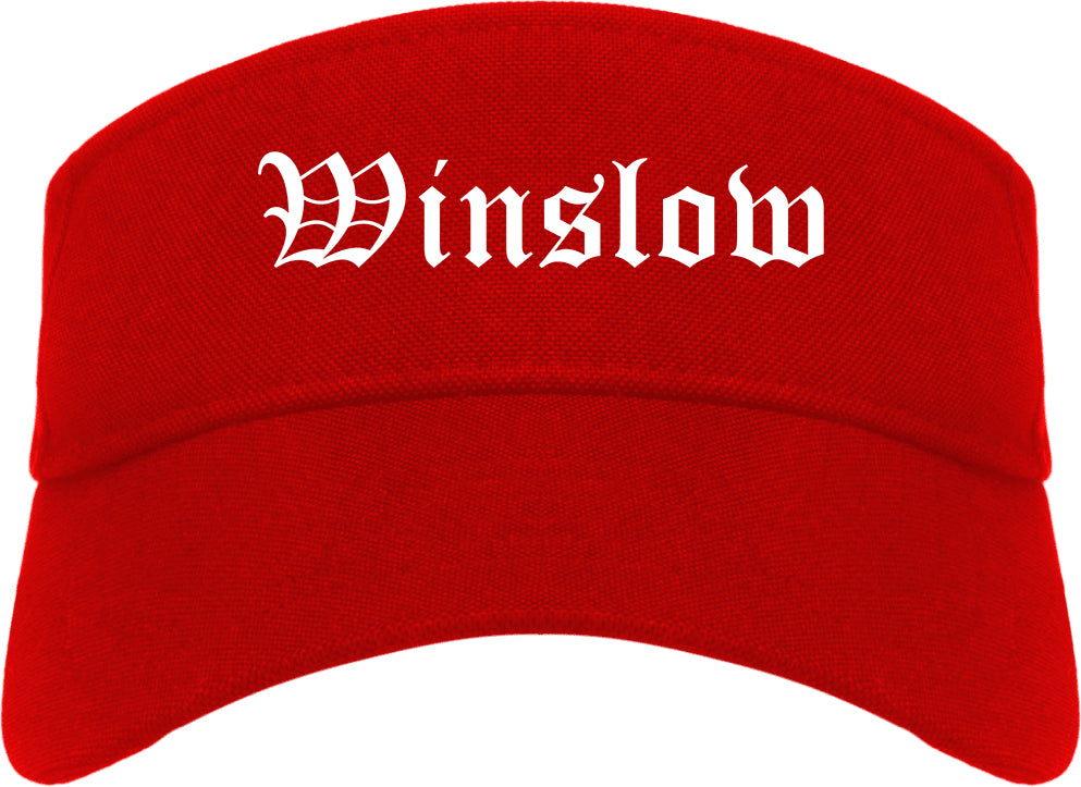 Winslow Arizona AZ Old English Mens Visor Cap Hat Red