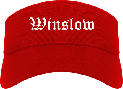 Winslow Arizona AZ Old English Mens Visor Cap Hat Red