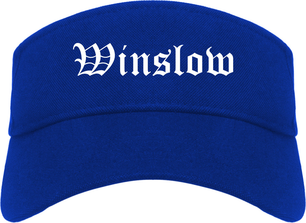 Winslow Arizona AZ Old English Mens Visor Cap Hat Royal Blue
