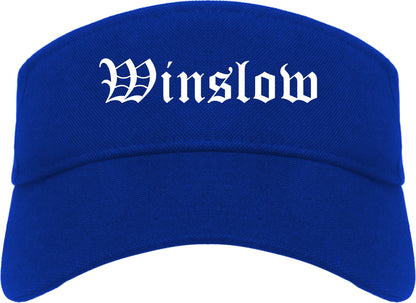 Winslow Arizona AZ Old English Mens Visor Cap Hat Royal Blue