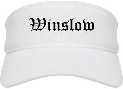 Winslow Arizona AZ Old English Mens Visor Cap Hat White