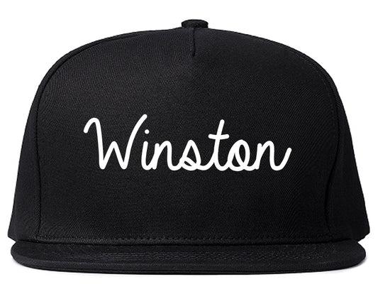 Winston Oregon OR Script Mens Snapback Hat Black