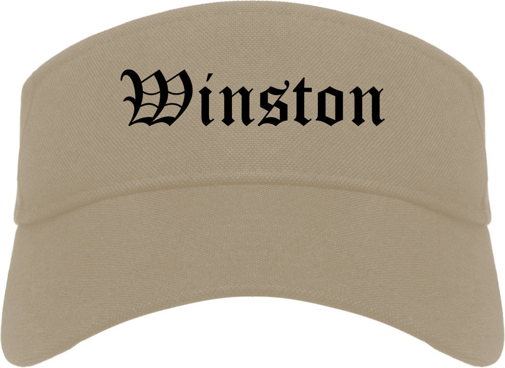 Winston Oregon OR Old English Mens Visor Cap Hat Khaki