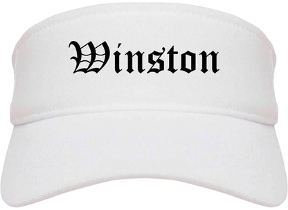 Winston Oregon OR Old English Mens Visor Cap Hat White