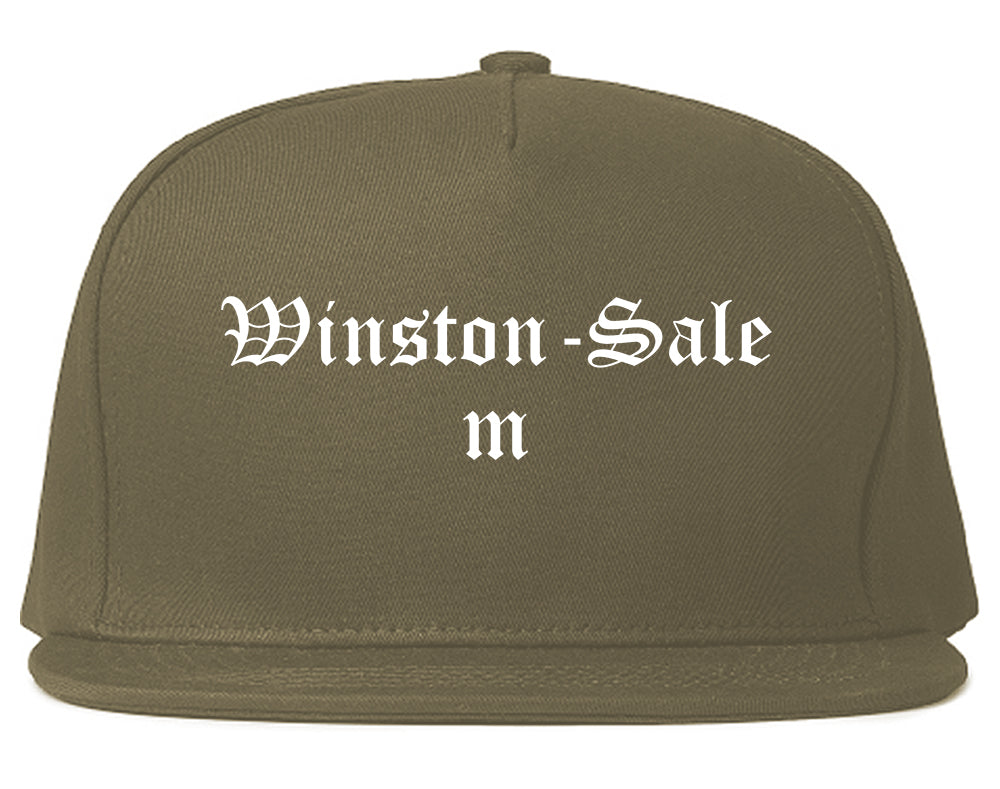 Winston Salem North Carolina NC Old English Mens Snapback Hat Grey