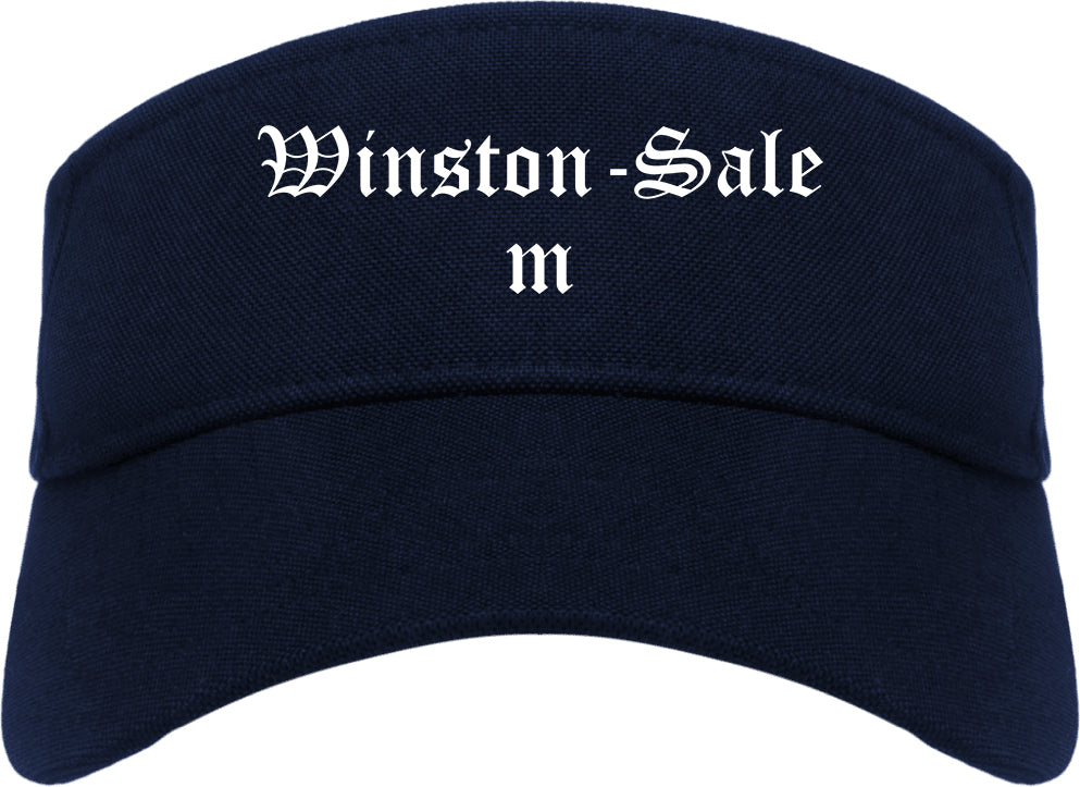 Winston Salem North Carolina NC Old English Mens Visor Cap Hat Navy Blue