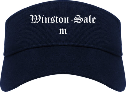 Winston Salem North Carolina NC Old English Mens Visor Cap Hat Navy Blue