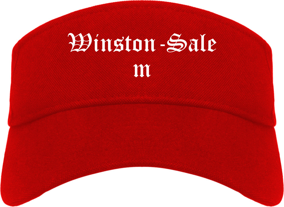 Winston Salem North Carolina NC Old English Mens Visor Cap Hat Red