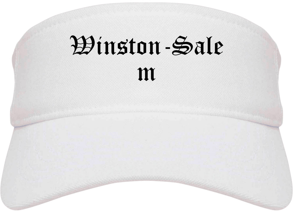 Winston Salem North Carolina NC Old English Mens Visor Cap Hat White