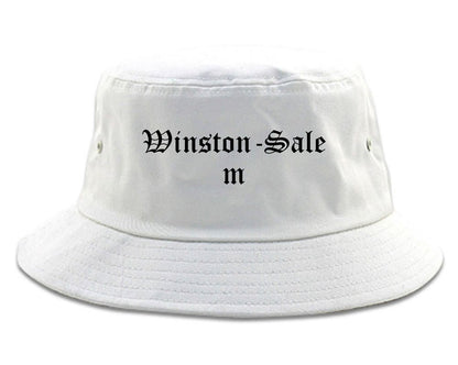 Winston Salem North Carolina NC Old English Mens Bucket Hat White