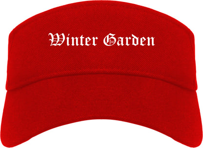 Winter Garden Florida FL Old English Mens Visor Cap Hat Red